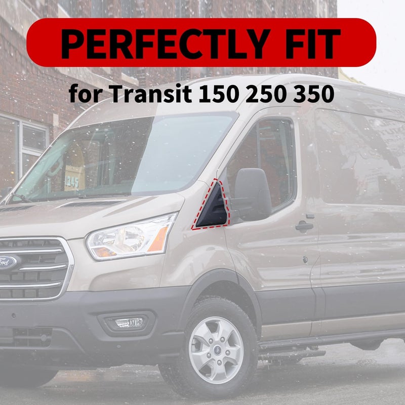 APASQRO Exterior Fender Upper A-Pillar Mirror Corner Molding Panel Plastic Trim Fits For Transit 150 250 350 350HD 2015 2016 2017 2018 2019 2020 2021, Left Side - Image 4